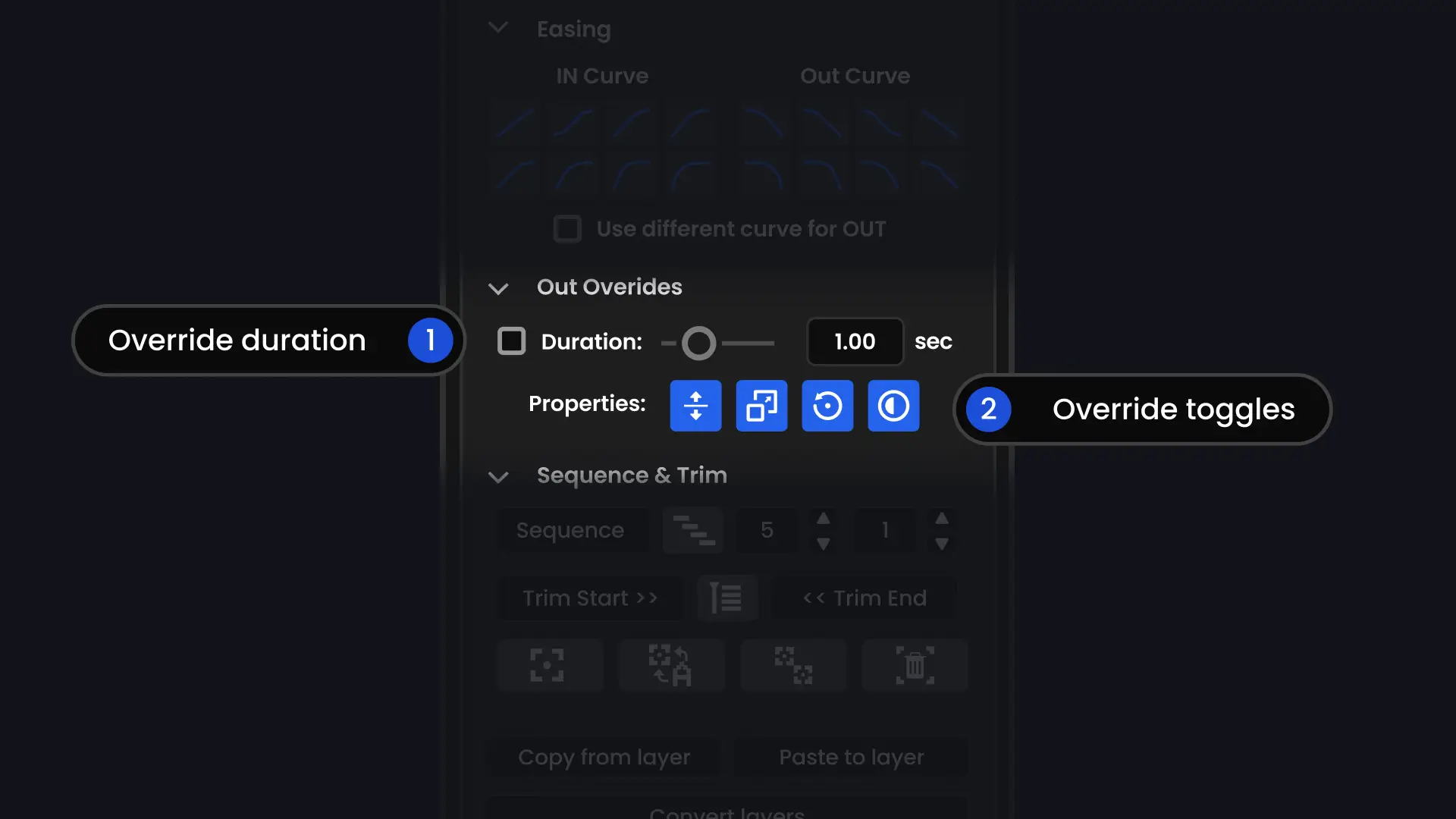 OUT Overrides section expanded
