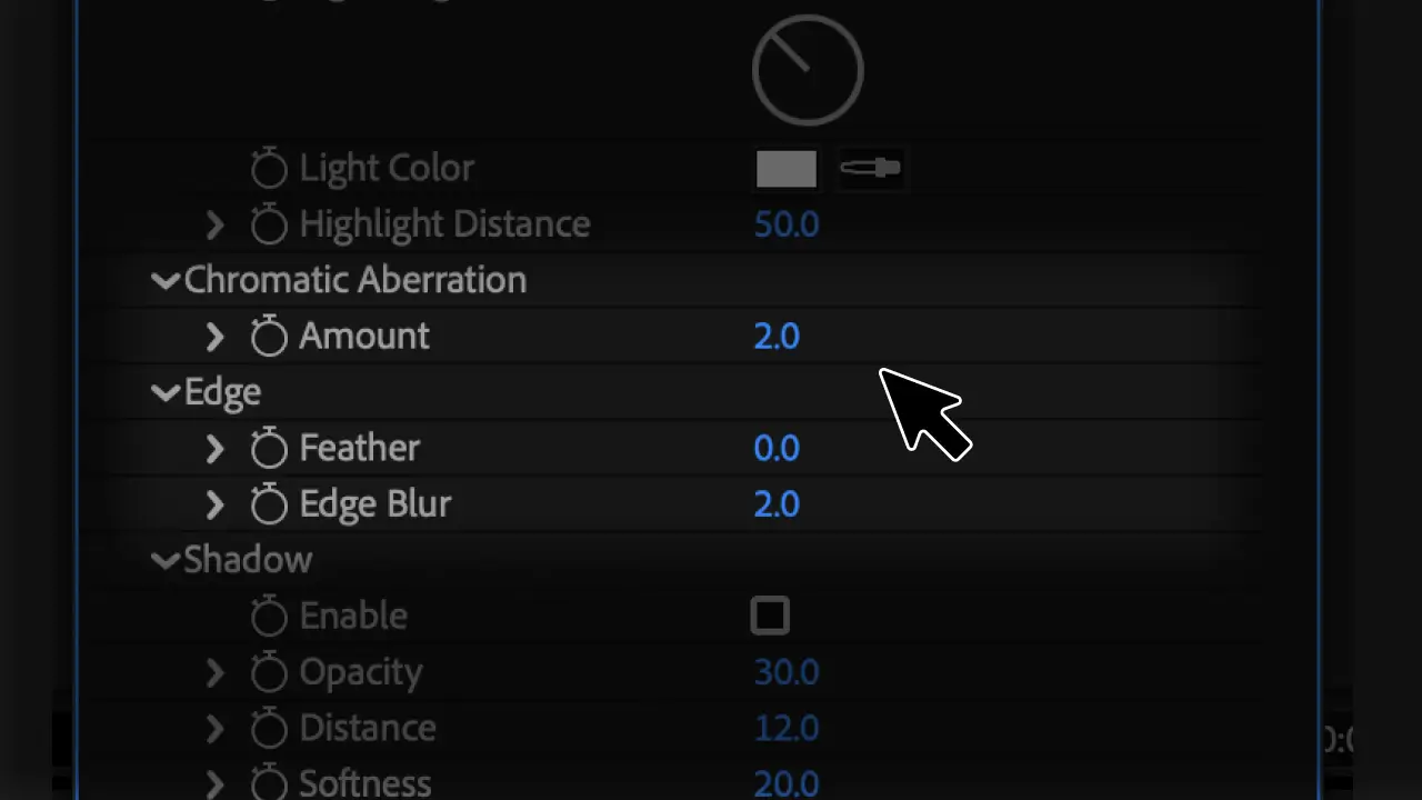 Chromatic Aberration and Edge group controls